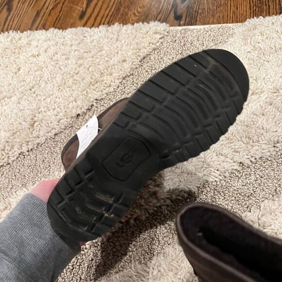 NEW WOMENS UGG BROOKS LEATHER SUEDE BOOTS brown SHEEPSKIN  NEW - Picture 6 of 7